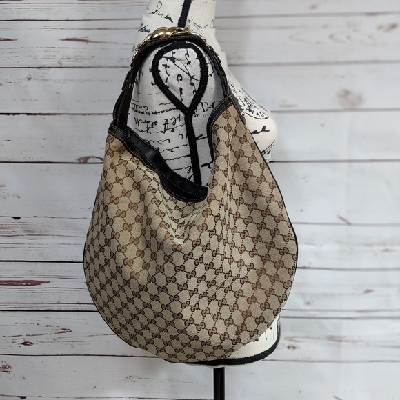 Gucci Handbags - GUCCI Vintage GG Canvas Horesebit Hobo Bag